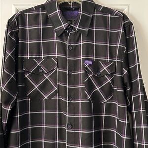 Dixxon Flannel Co Men's Large 'DEFCON' Flannel Black Purple White